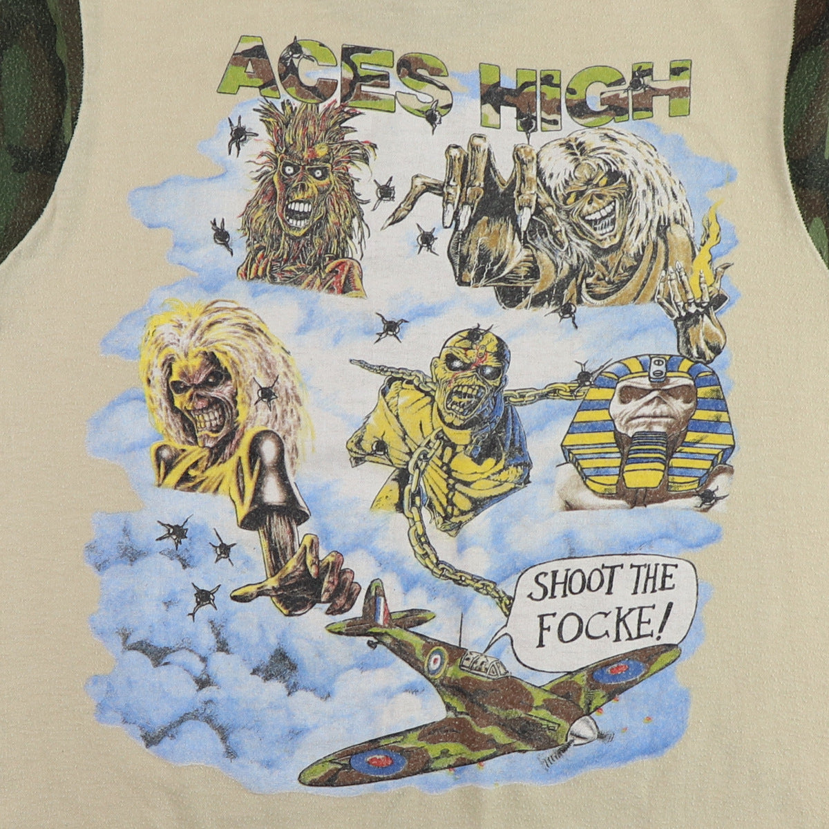1984 Iron Maiden Aces High Shoot The Focke Camo Sleeve Shirt