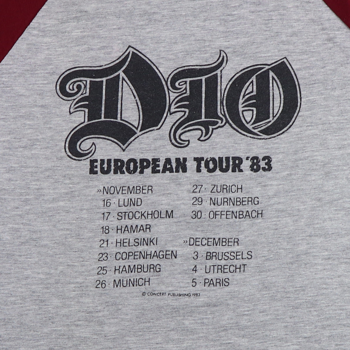 1983 Dio Euro Tour Jersey Shirt