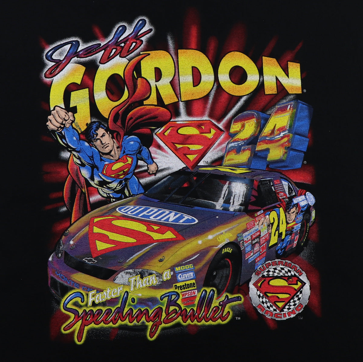 1999 Jeff Gordon Superman Nascar DC Comics Shirt