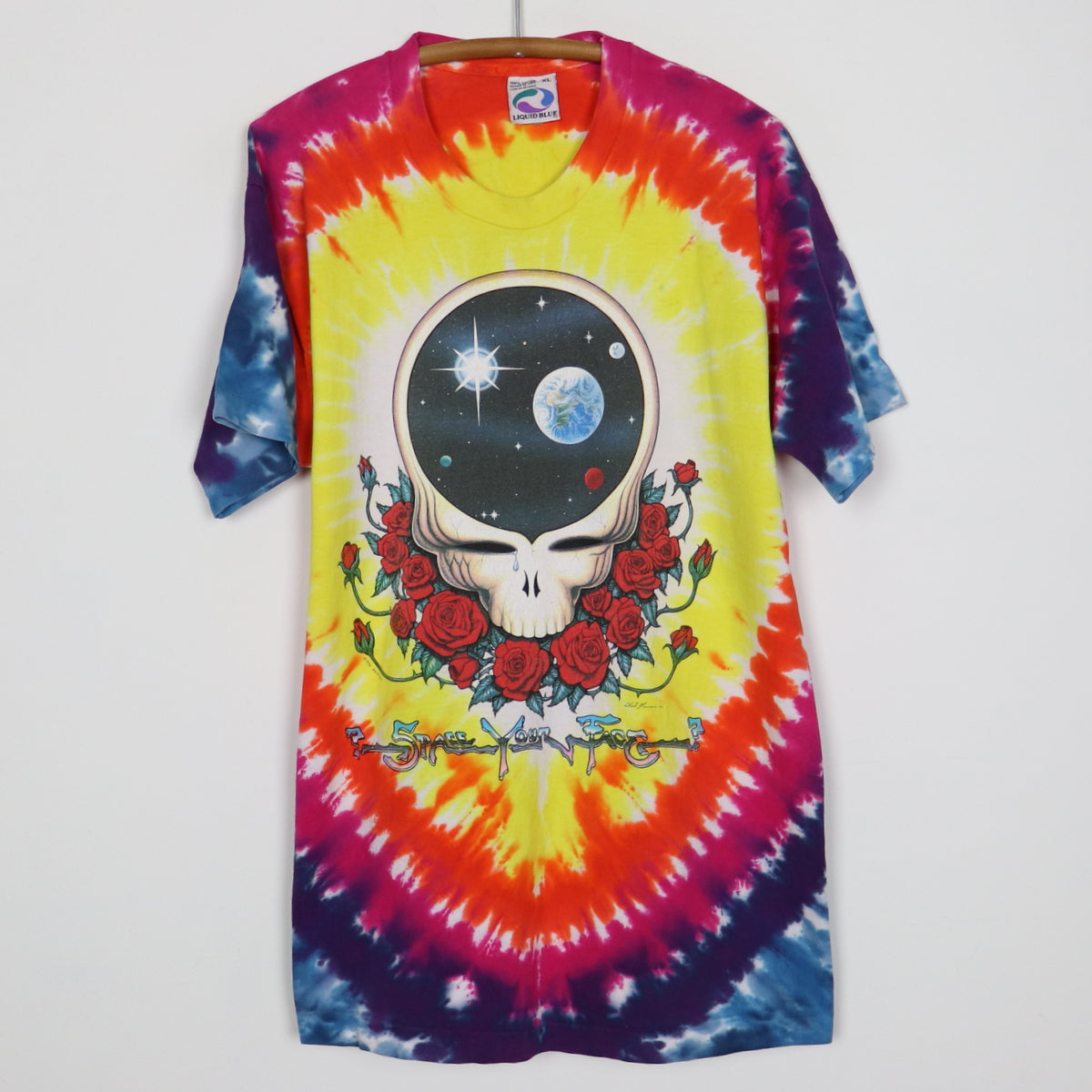 1992 Grateful Dead Space Your Face Liquid Blue Tie Dye Shirt