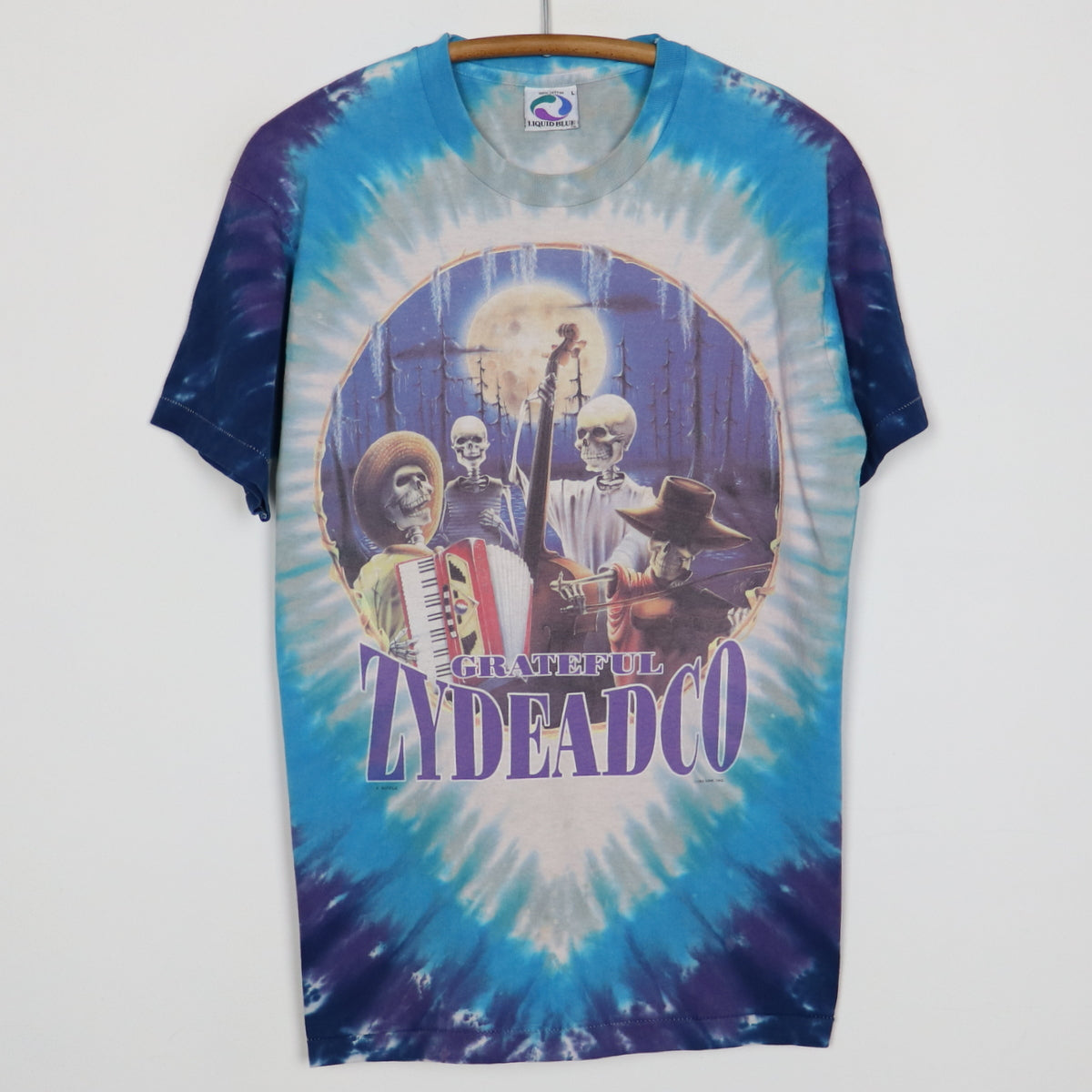 1995 Grateful Dead Zydeadco Tour Liquid Blue Tie Dye Shirt