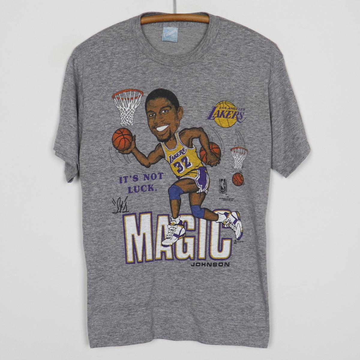 1988 Magic Johnson Not Luck It's Magic Los Angeles Lakers Shirt