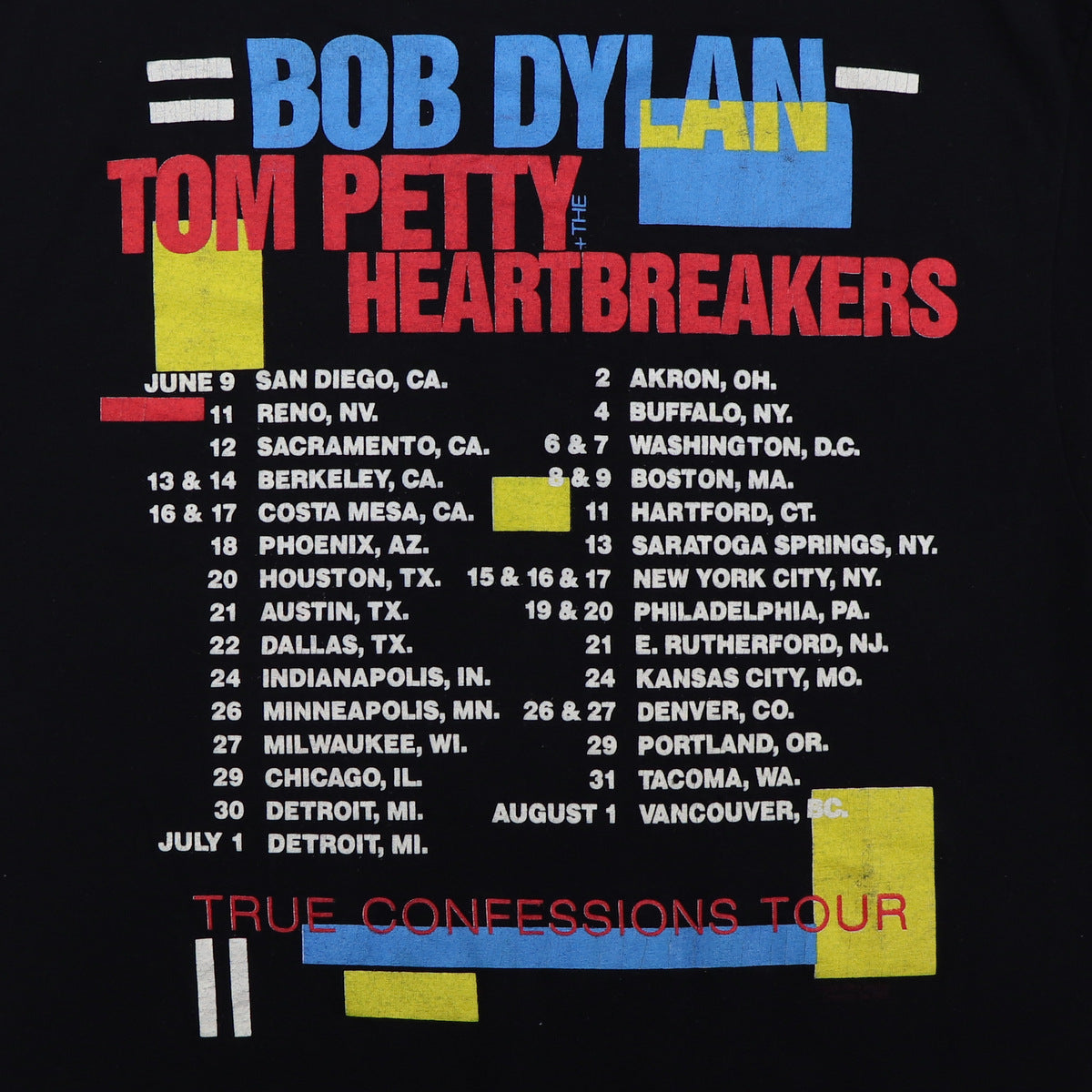 1986 Bob Dylan Tom Petty True Confessions Tour Shirt