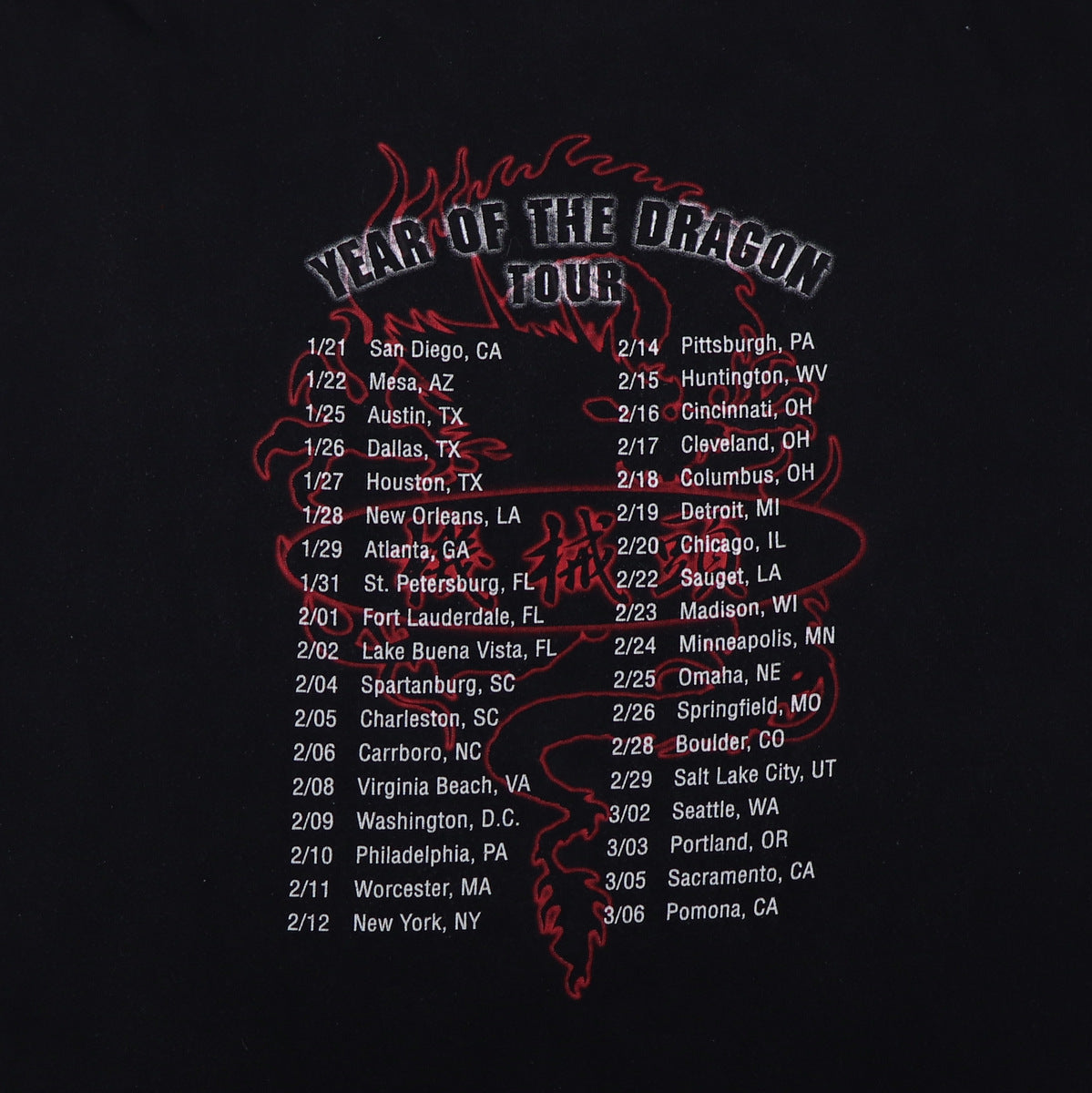 2000 Machine Head Year Of The Dragon Tour Shirt