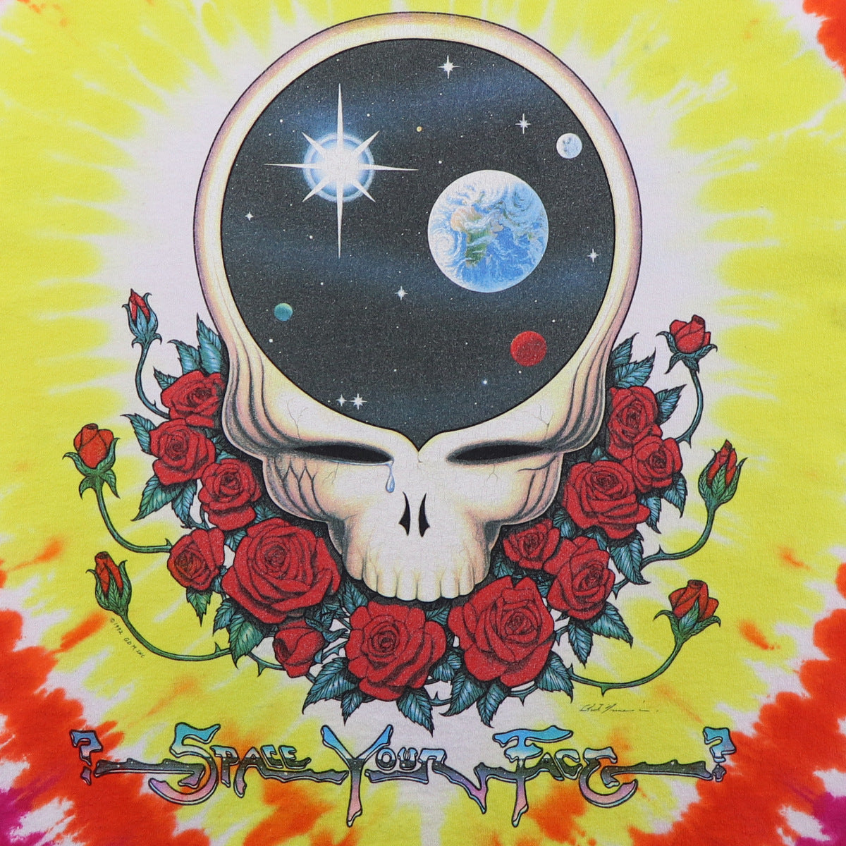 1992 Grateful Dead Space Your Face Liquid Blue Tie Dye Shirt