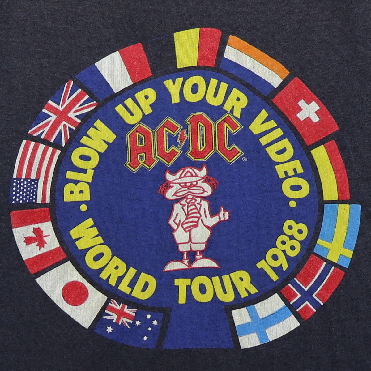 1988 ACDC Angus Young Blow Up Your Video World Tour Shirt