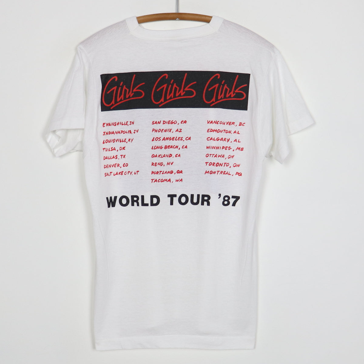 1987 Motley Crue Girls Girls Girls World Tour Shirt