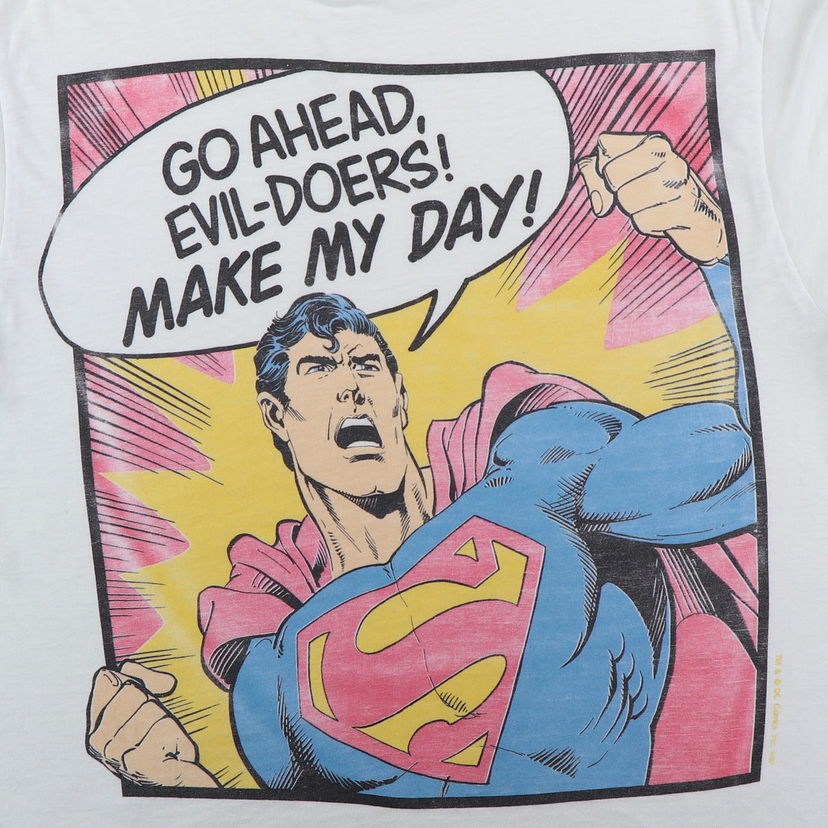 1980s Superman Go Ahead Evil Doers Make My Day DC Comics Shirt