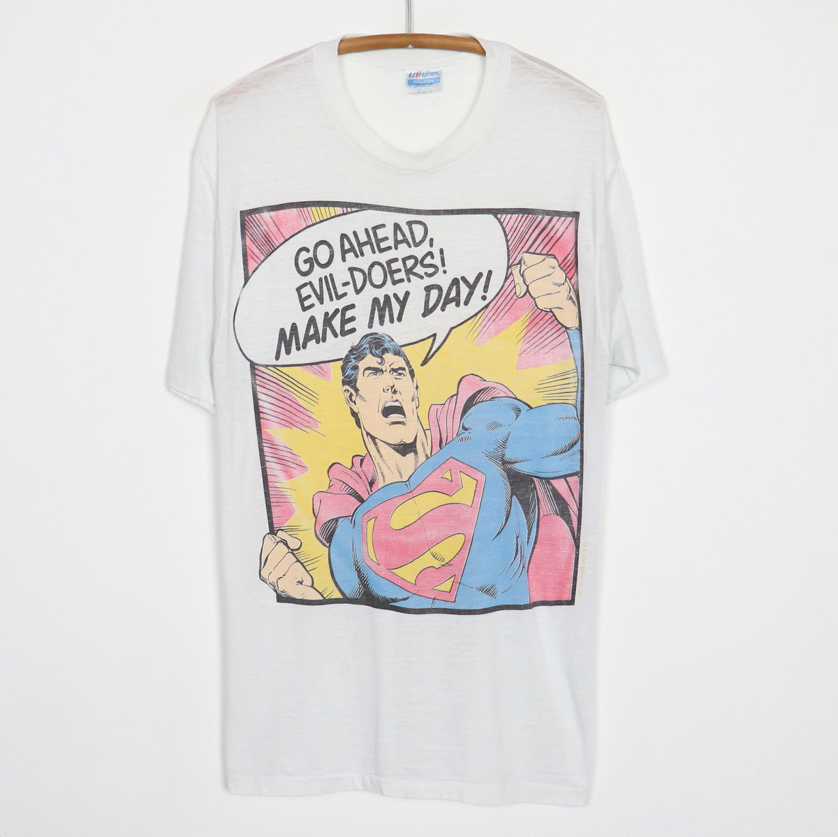 1980s Superman Go Ahead Evil Doers Make My Day DC Comics Shirt