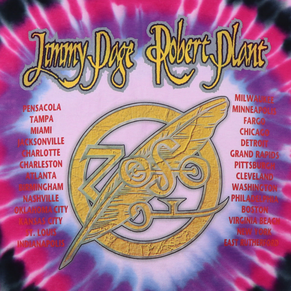 1998 Jimmy Page Robert Plant Tie Dye Tour Shirt