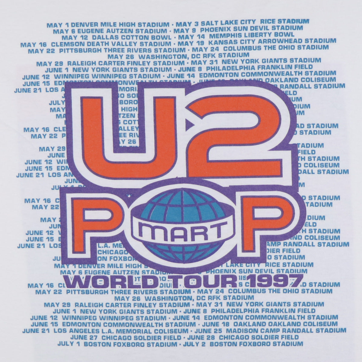 1990 U2 Popmart World Tour Shirt