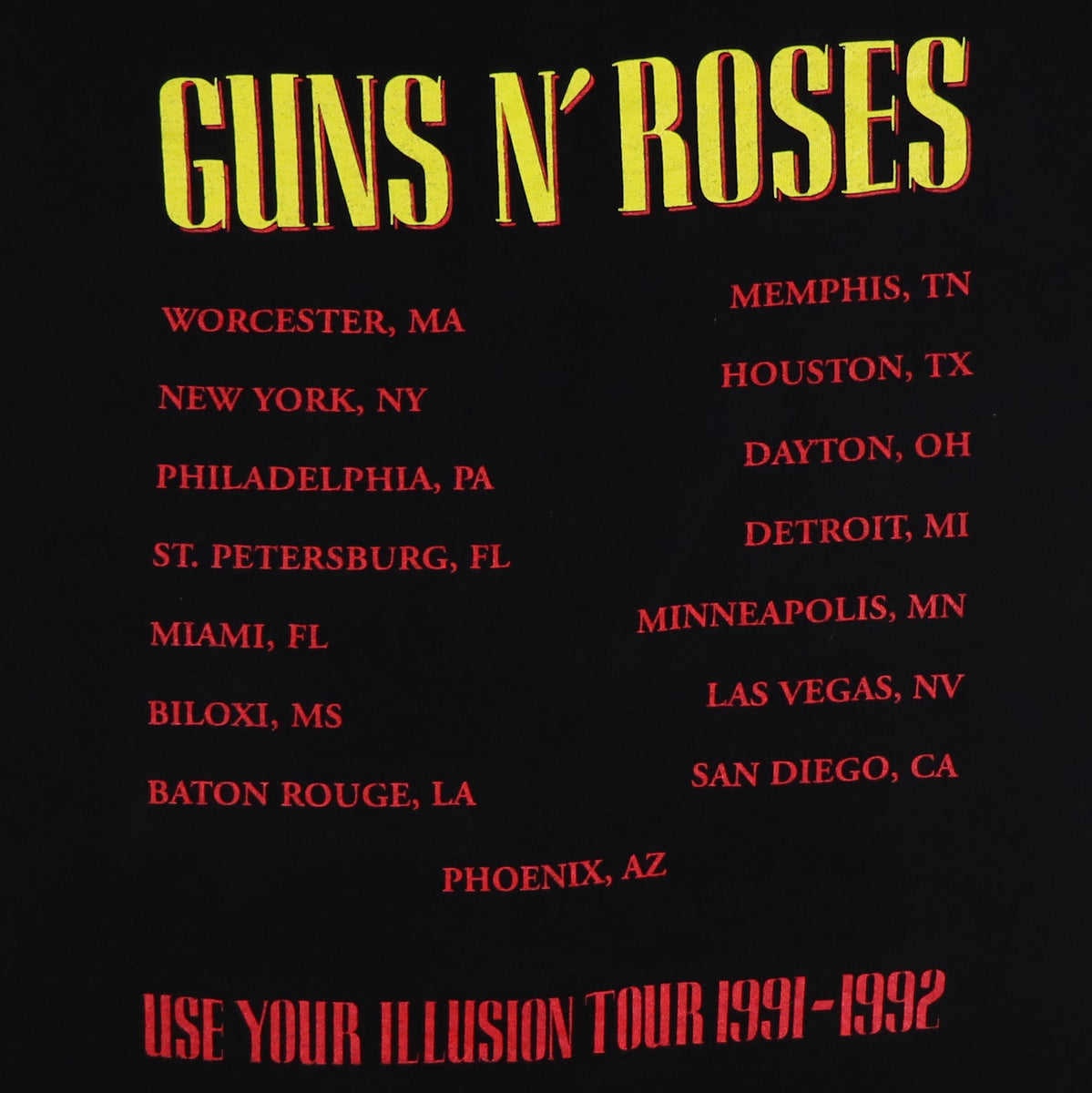 1991 Guns N Roses Use Your Illusion Tour Shirt
