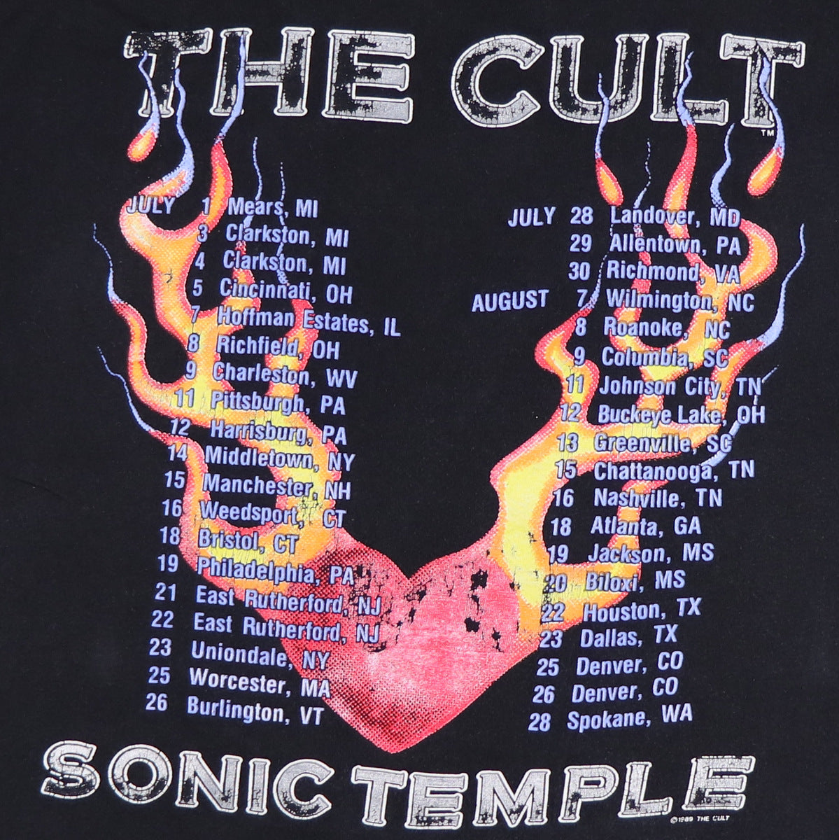 1989 The Cult Sonic Temple Tour Shirt