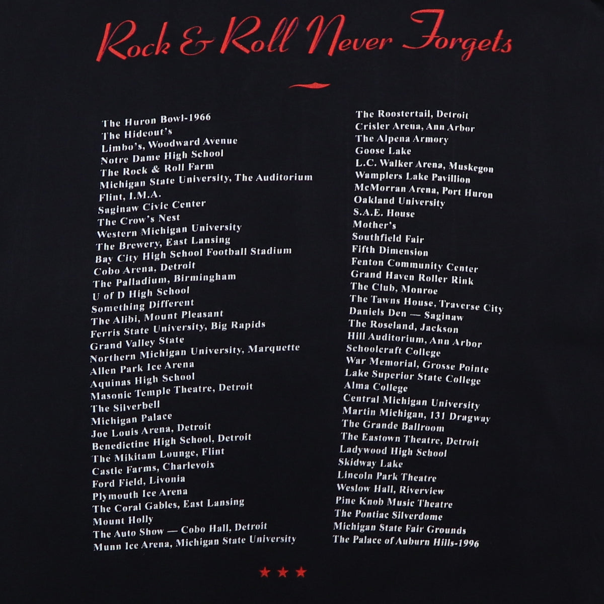 1996 Bob Seger Rock & Roll Never Forgets Tour Shirt