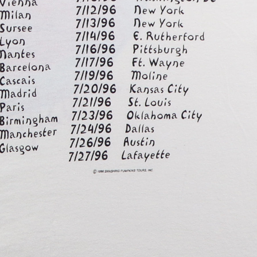 1996 Smashing Pumpkins Mellon Collie And The Infinite Sadness Tour Shirt