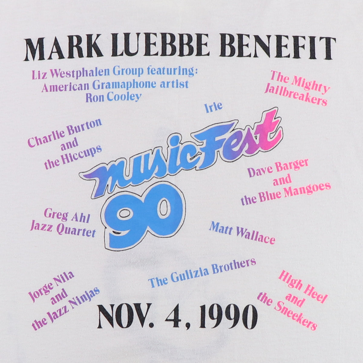 1990 Heart Treble Clef Mark Luebbe Benefit Shirt