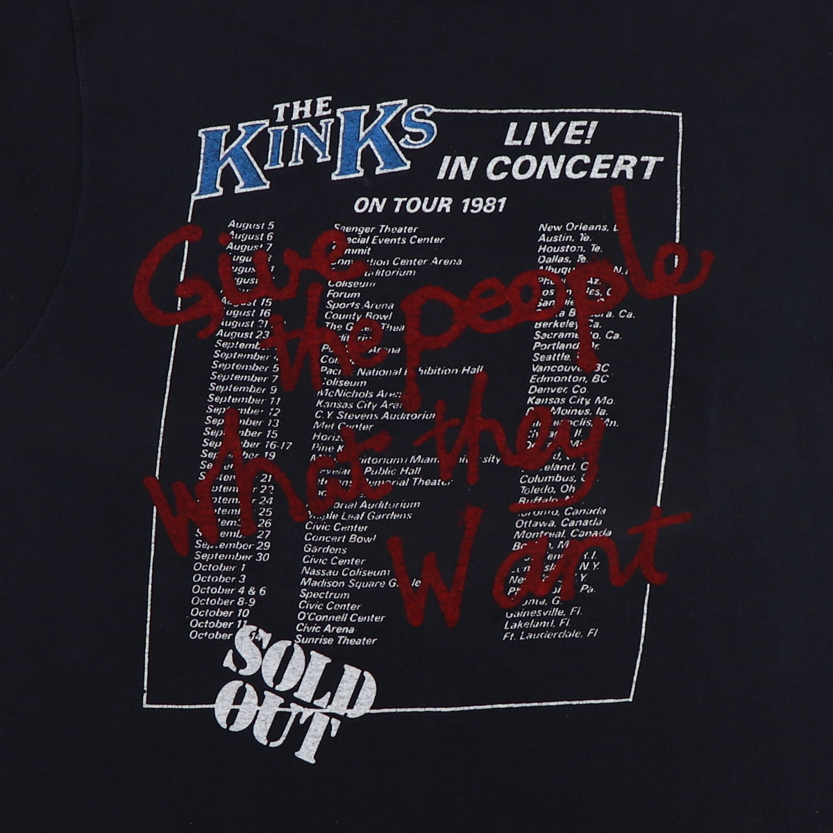 1981 The Kinks Give The People What They Want Tour Shirt