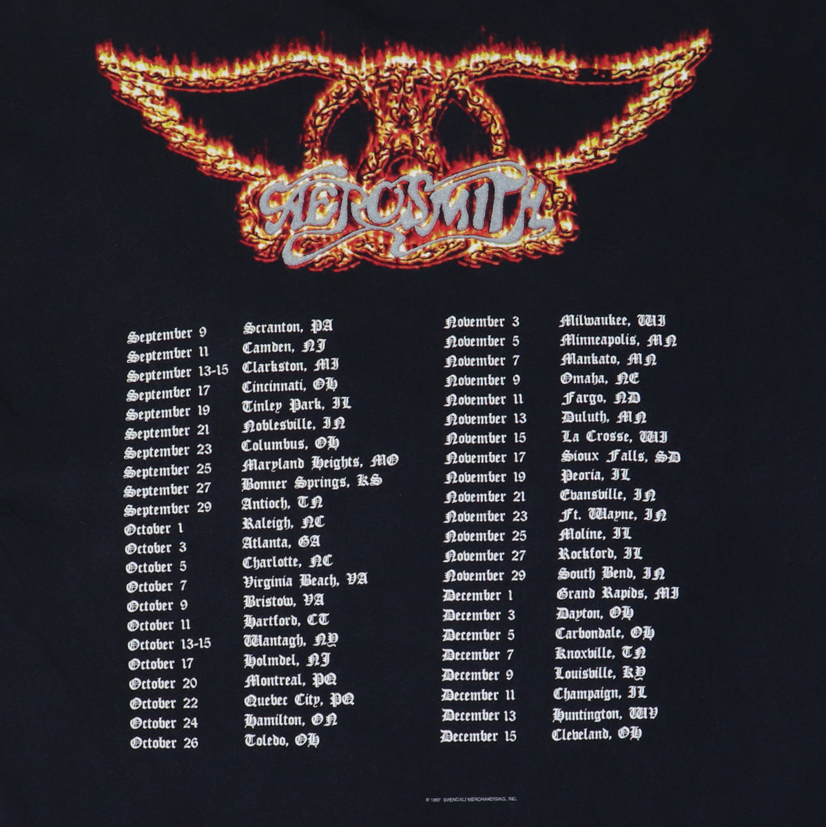 1997 Aerosmith 9 Lives World Tour Shirt