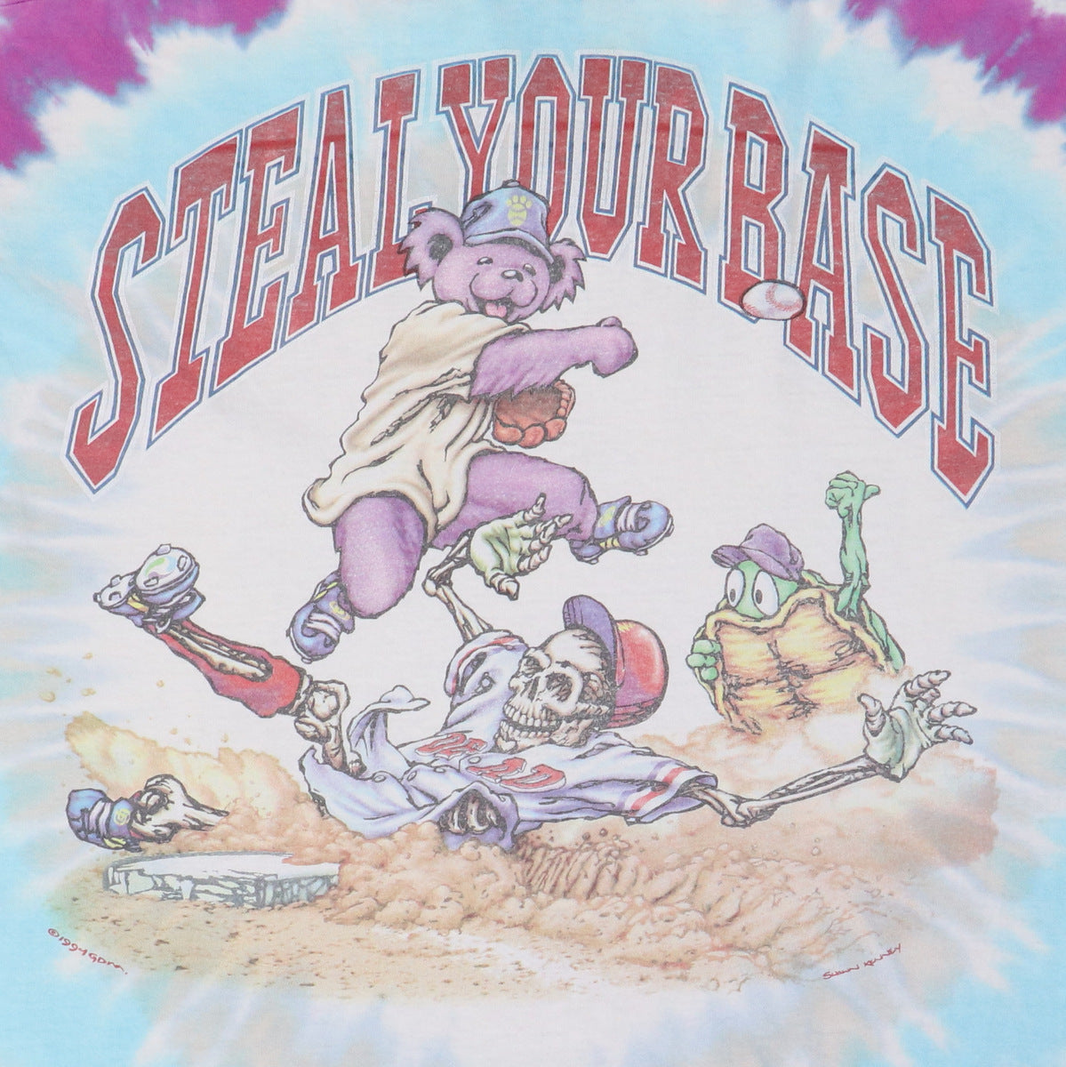 1994 Grateful Dead Steal Your Base Liquid Blue Tie Dye Shirt