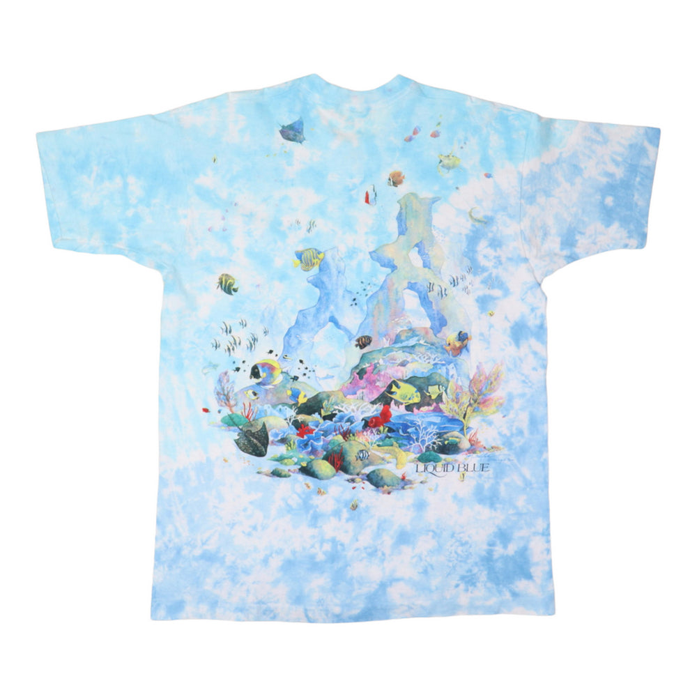 1992 Coral Reef Aquatic Paradise Liquid Blue Tie Dye Shirt