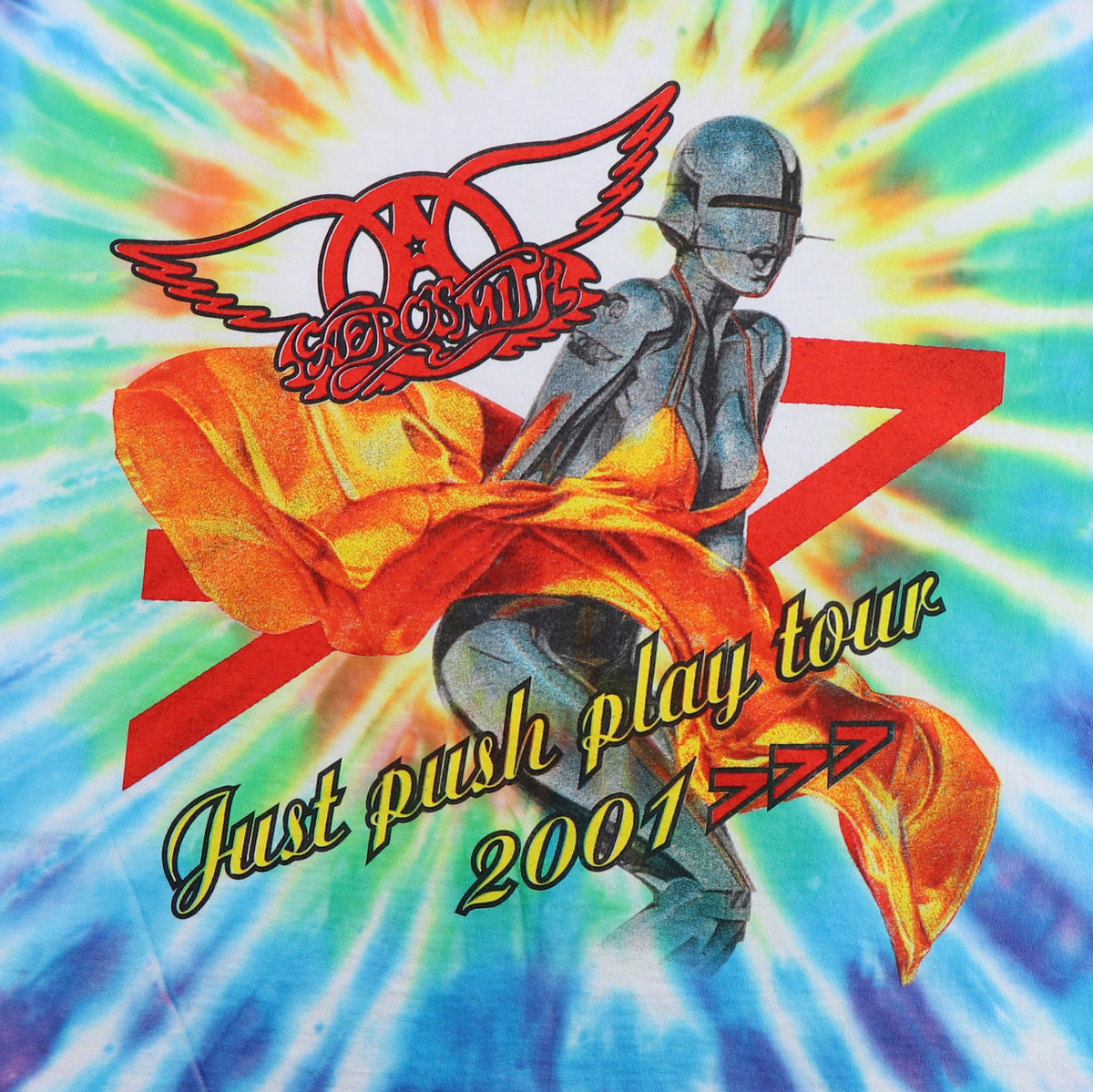 2001 Aerosmith Just Push Play Tour Tie Dye Shirt