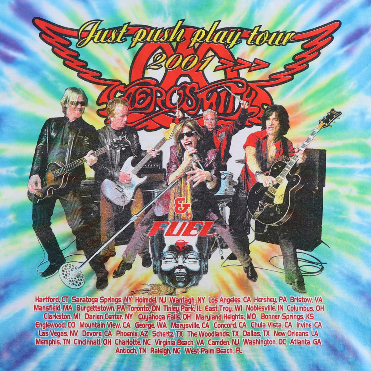 2001 Aerosmith Just Push Play Tour Tie Dye Shirt