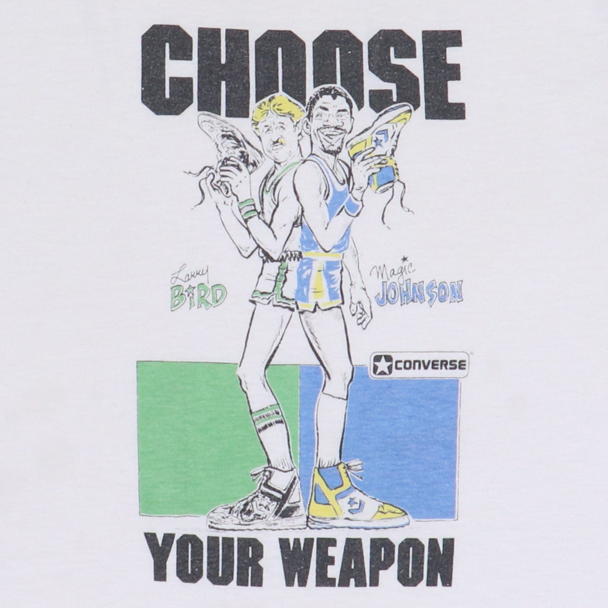 1980s Converse Larry Bird Magic Johnson Choose Your Weapon Shirt