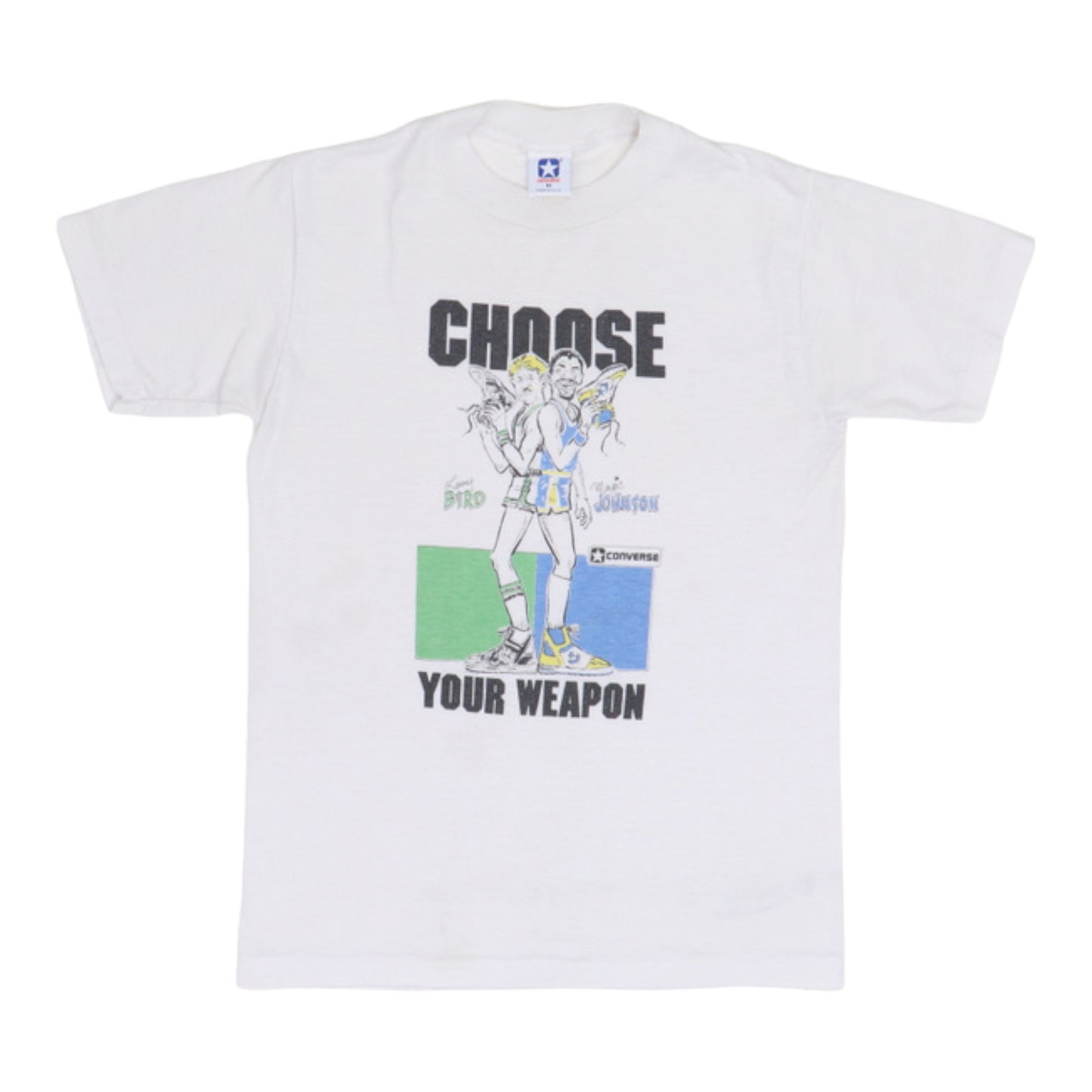 1980s Converse Larry Bird Magic Johnson Choose Your Weapon Shirt