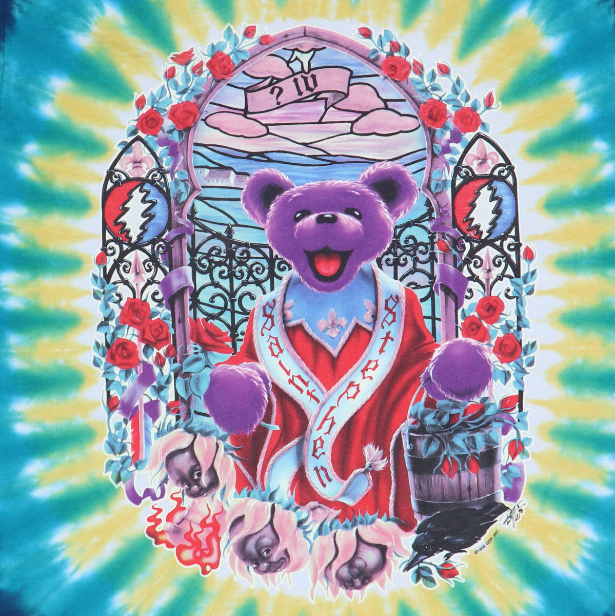 1998 Grateful Dead Saint Stephen Liquid Blue Tie Dye Shirt