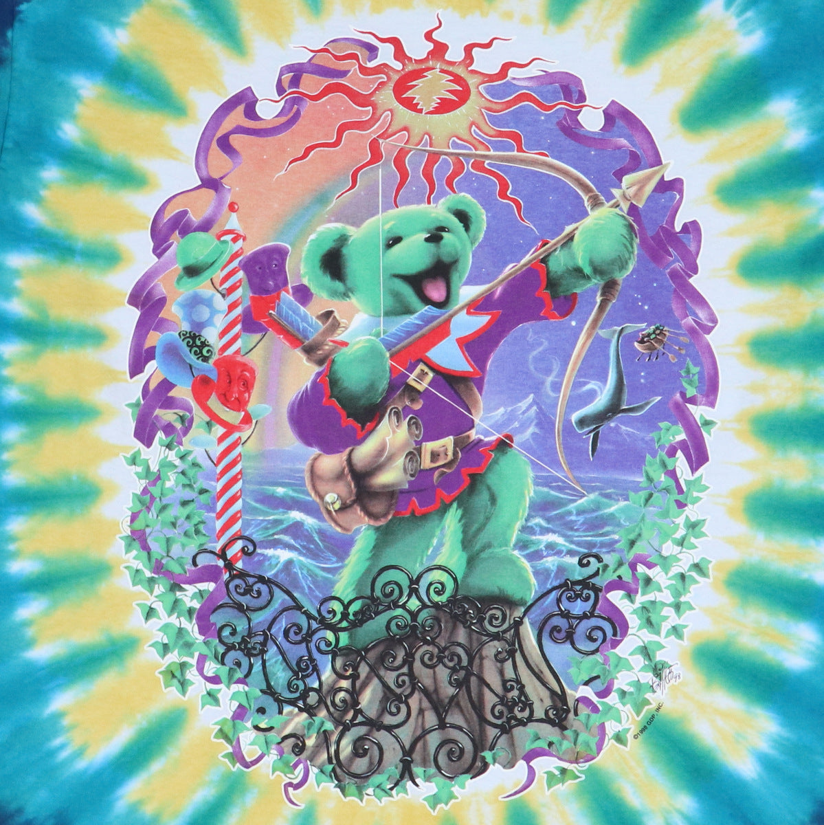 1998 Grateful Dead Saint Stephen Liquid Blue Tie Dye Shirt