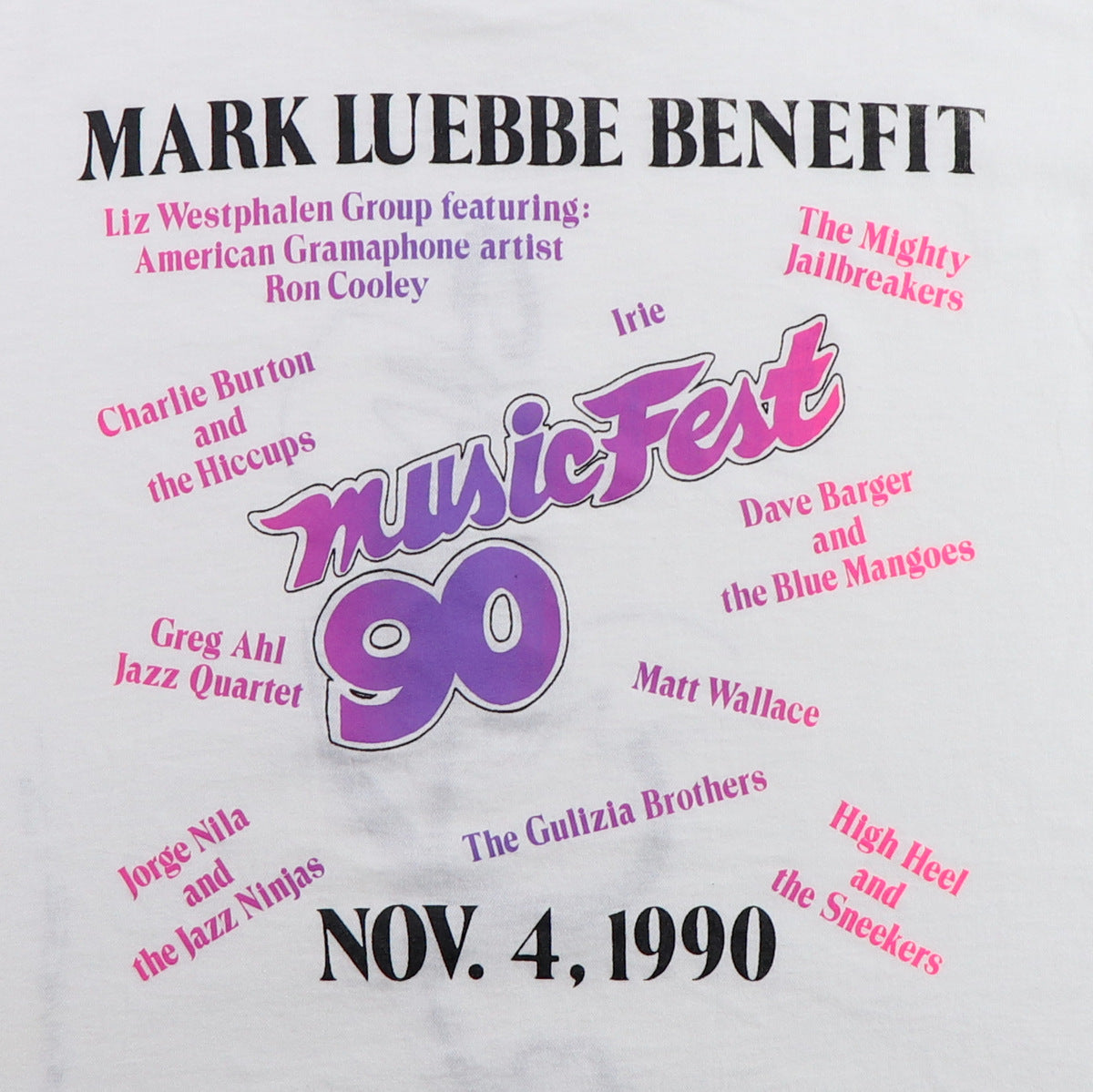 1990 Heart Treble Clef Mark Luebbe Benefit Shirt