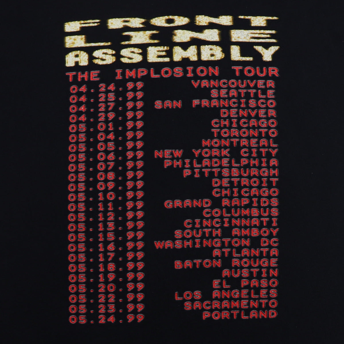 1999 Front Line Assembly Implosion Tour Shirt