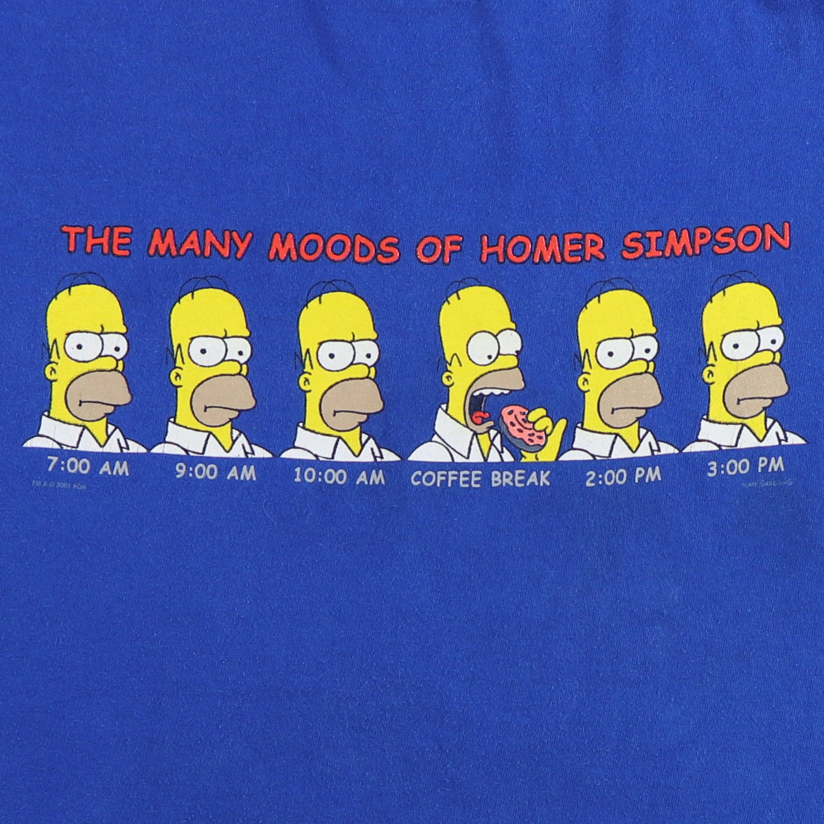 2001 The Simpsons Many Moods Of Homer Simpson Shirt