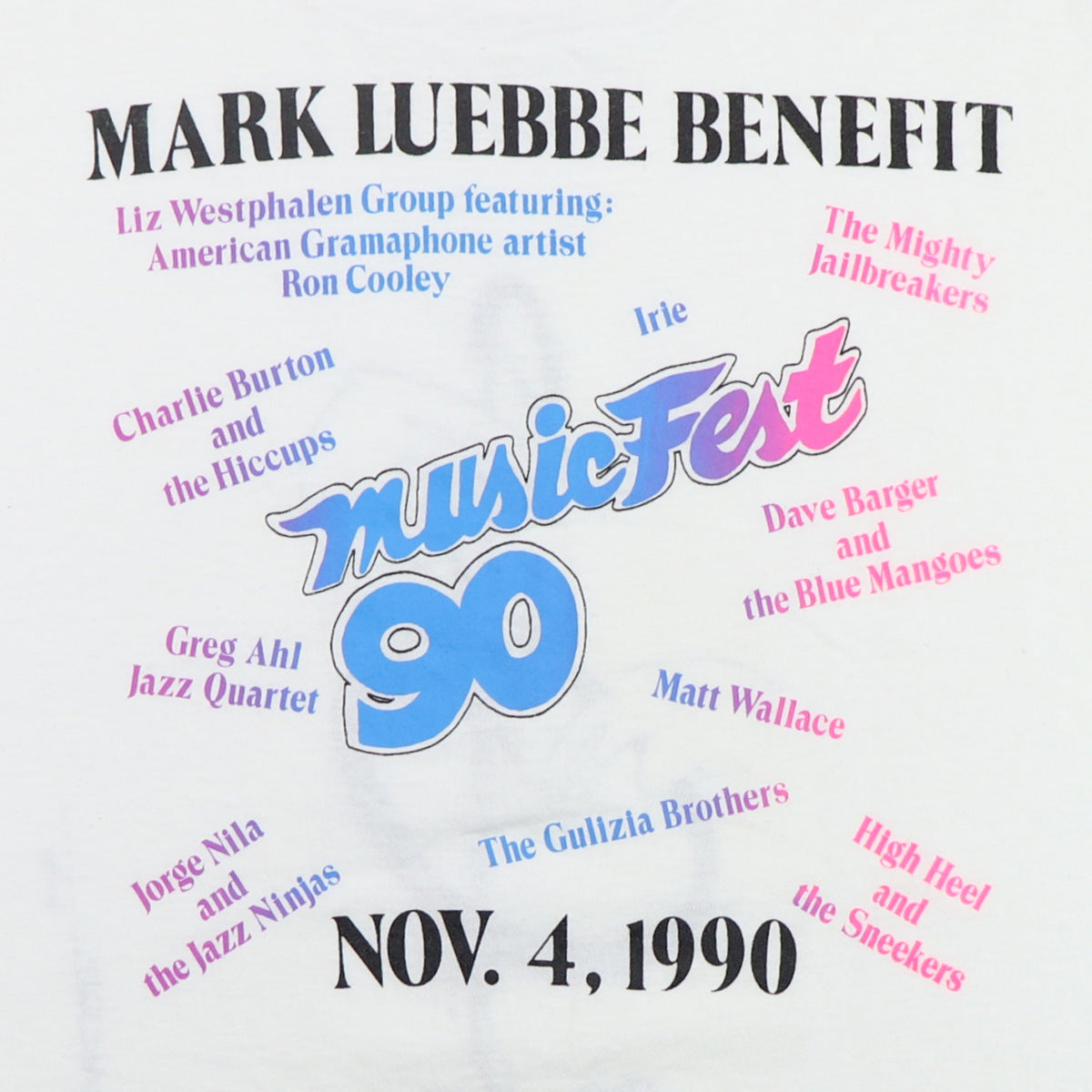 1990 Heart Treble Clef Mark Luebbe Benefit Shirt