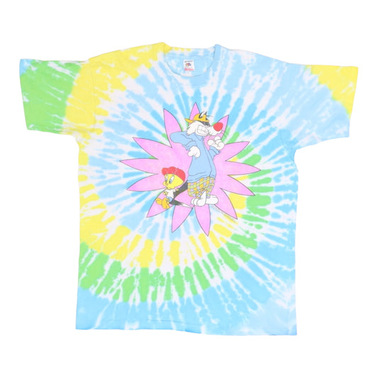 1993 Sylvester And Tweety Warner Brothers Tie Dye Shirt