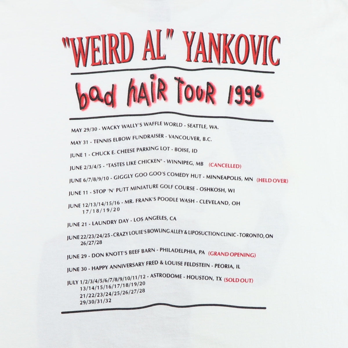 1996 Weird Al Yankovic Bad Hair Day Shirt