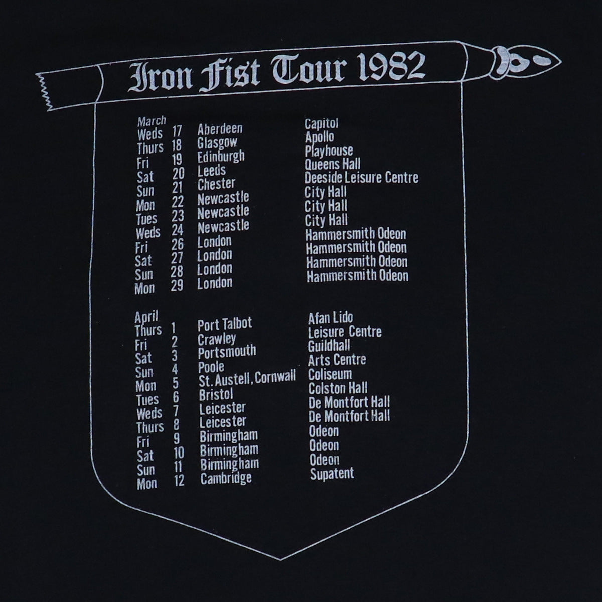1982 Motorhead Iron Fist Tour Shirt
