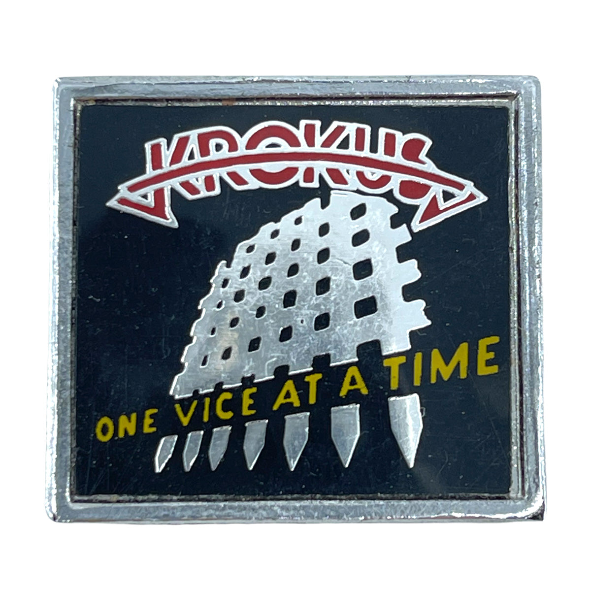 Original vintage 1982 Krokus One Vice At A Time Pin | WyCo Vintage