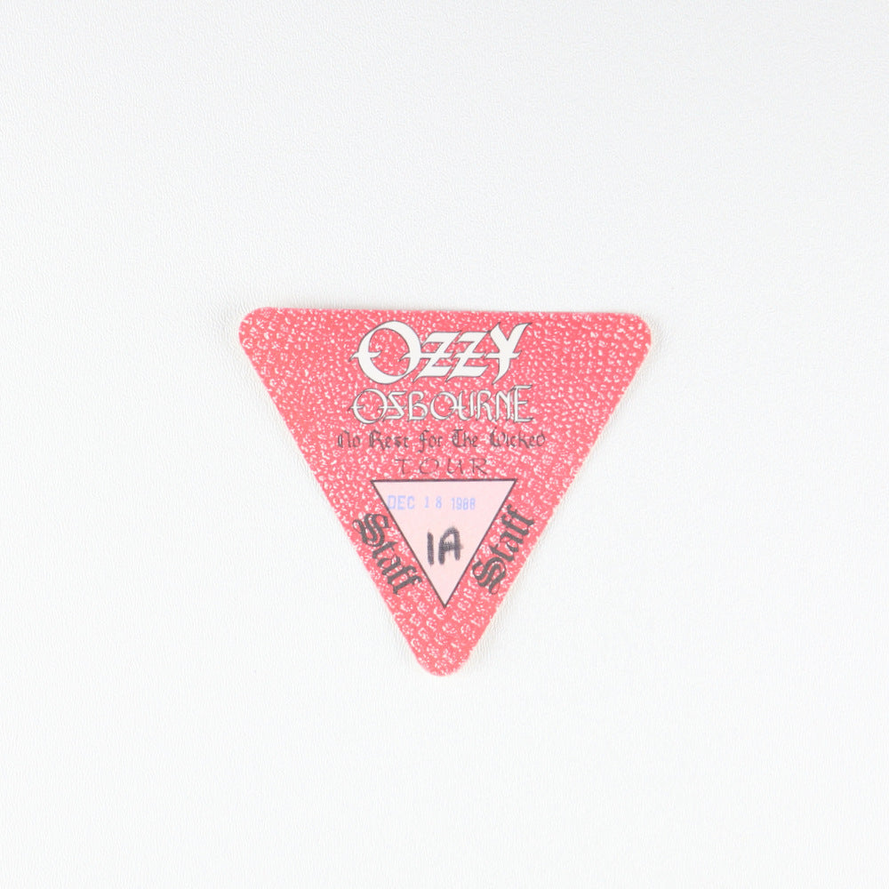 1988 Ozzy Osbourne No Rest For The Wicked Staff Backstage Pass