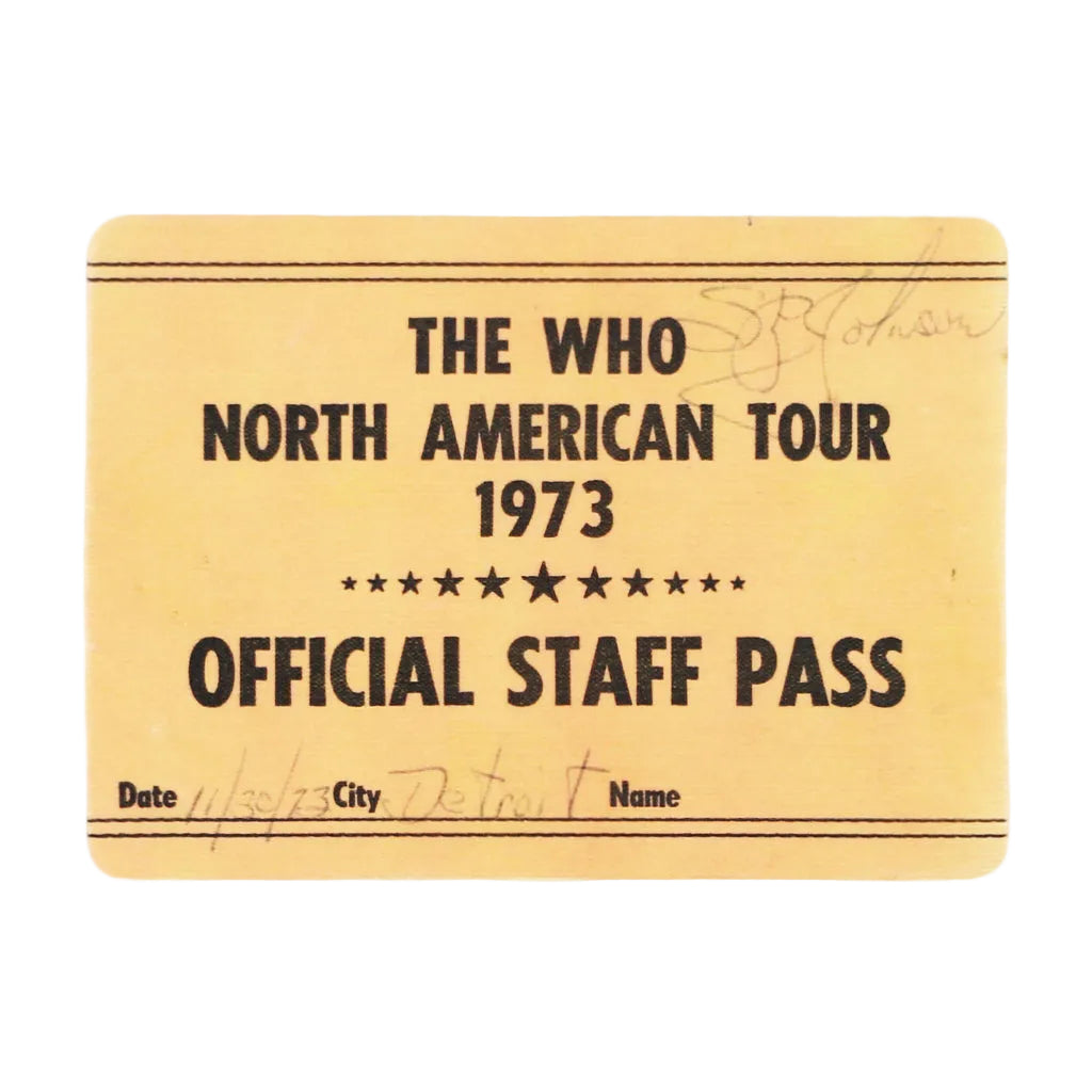 1973 The Who North American Tour Official Staff Pass