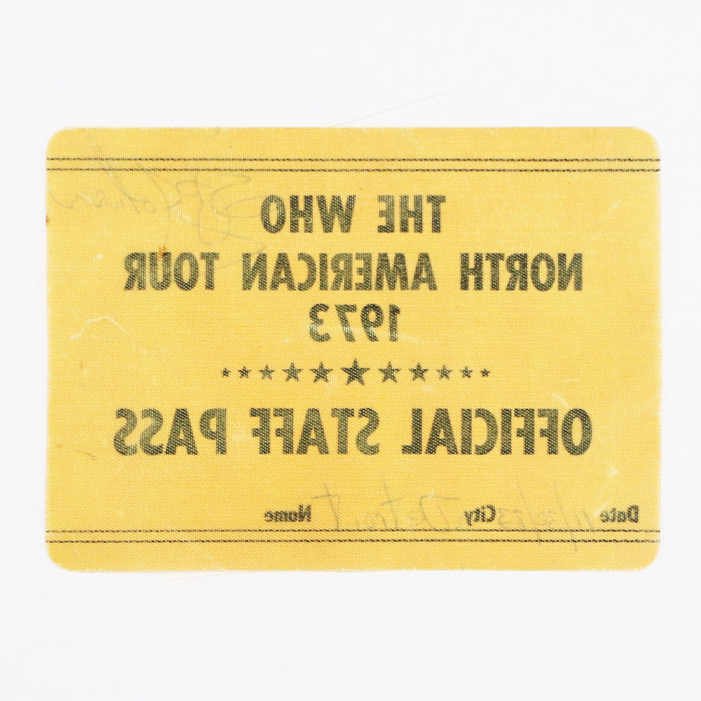 1973 The Who North American Tour Official Staff Pass