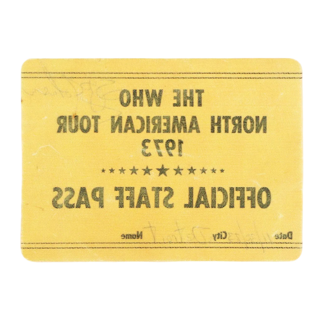 1973 The Who North American Tour Official Staff Pass