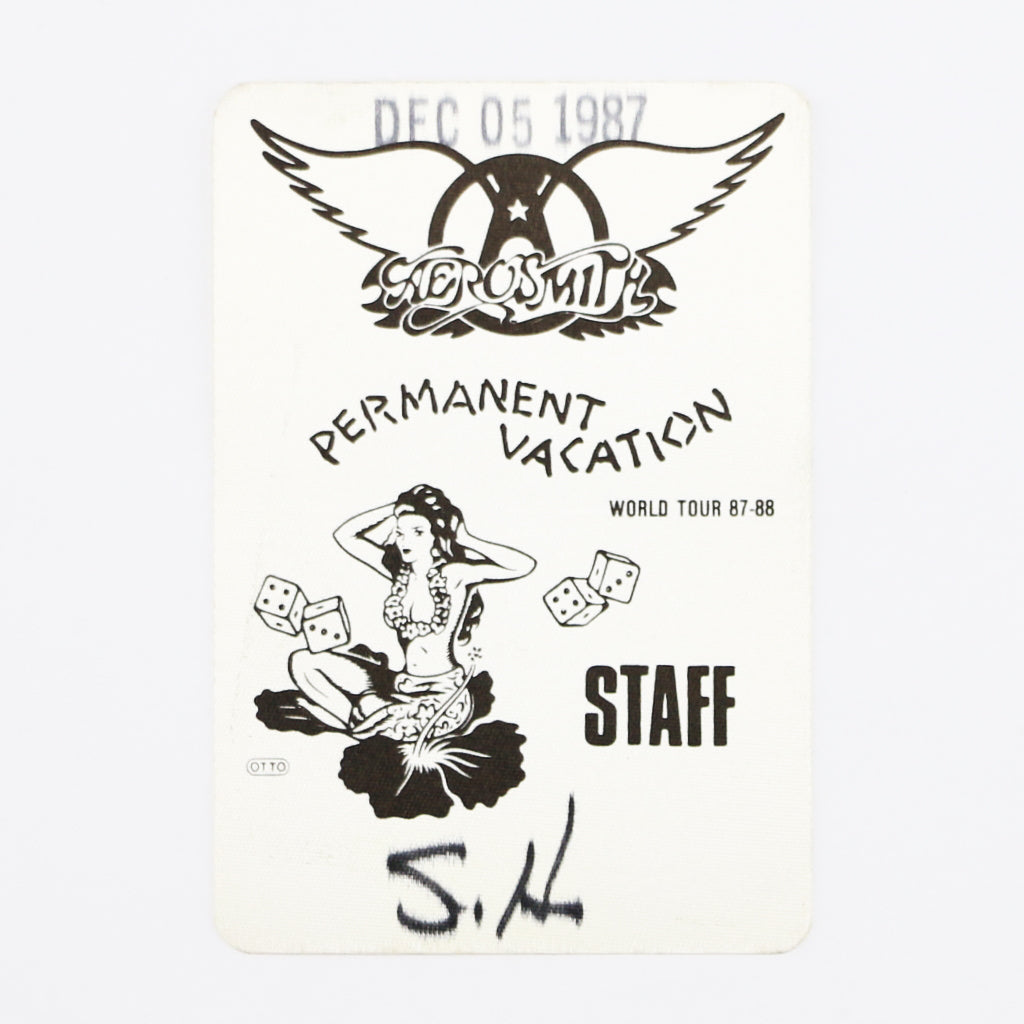 1987 Aerosmith Permanent Vacation World Tour Staff Pass