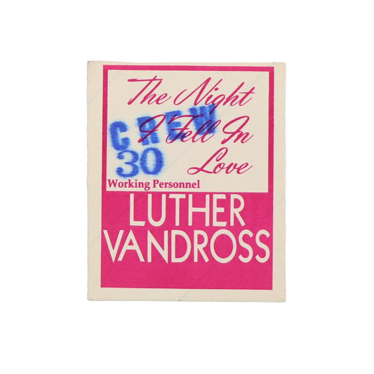 1985 Luther Vandross The Night I Fell In Love Tour Working Personnel Backstage Pass
