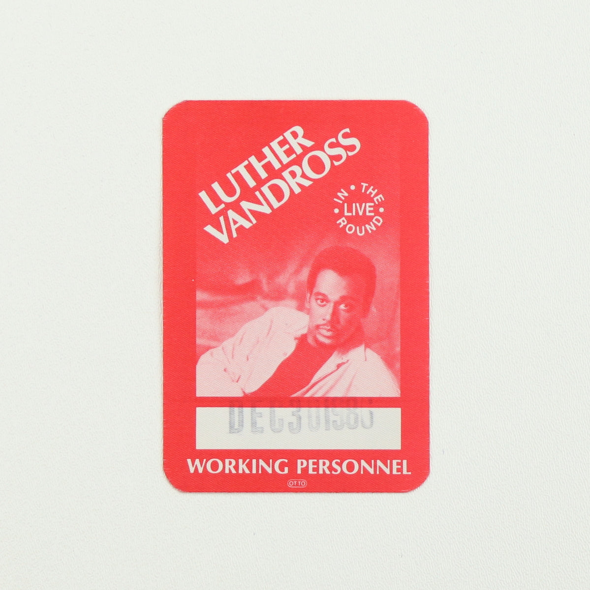 1980s Luther Vandross In The Round Live Tour Working Personnel Backstage Pass