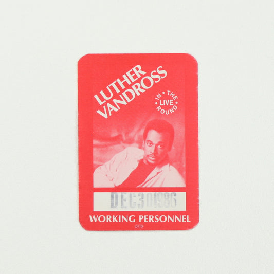 1980s Luther Vandross In The Round Live Tour Working Personnel Backstage Pass