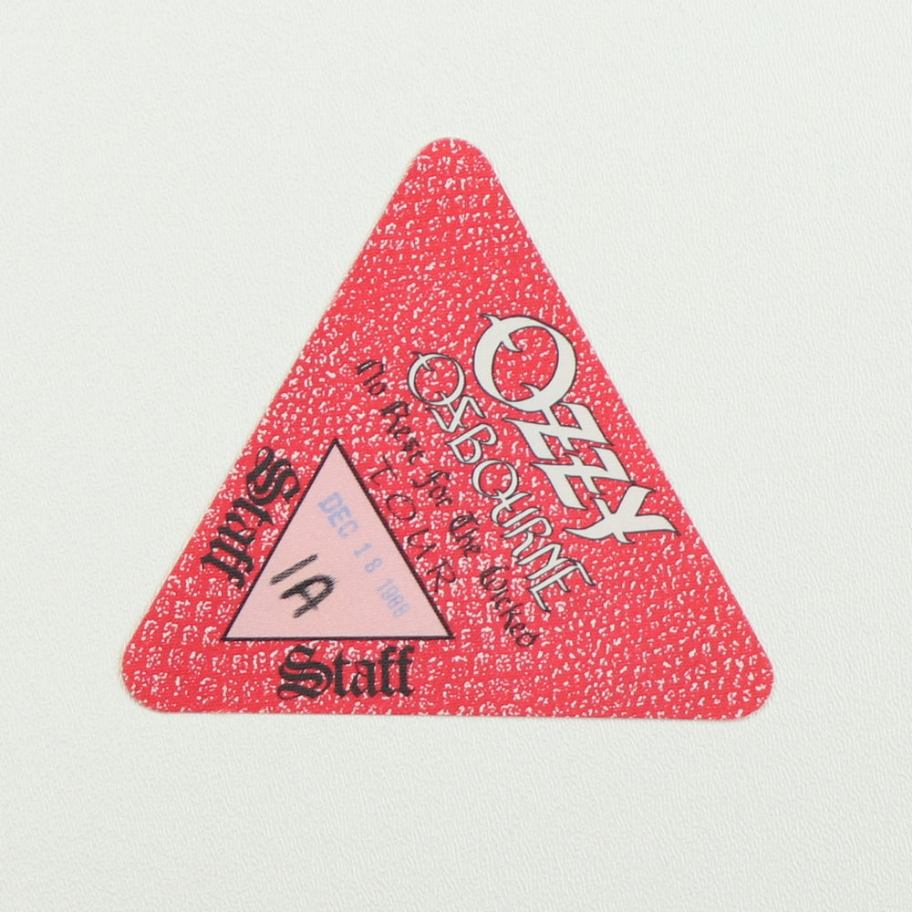 1988 Ozzy Osbourne No Rest For The Wicked Tour Staff Backstage Pass
