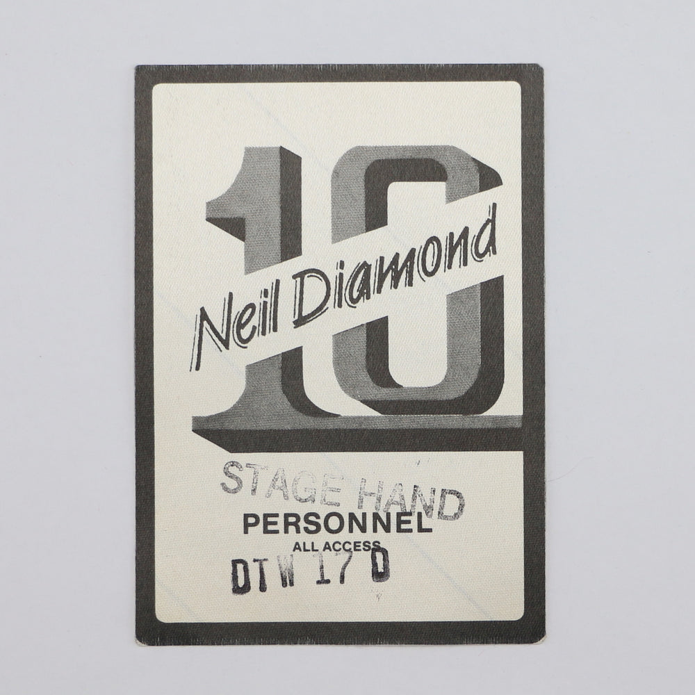 1982 Neil Diamond Tour Stage Hand Personnel and Backstage Pass