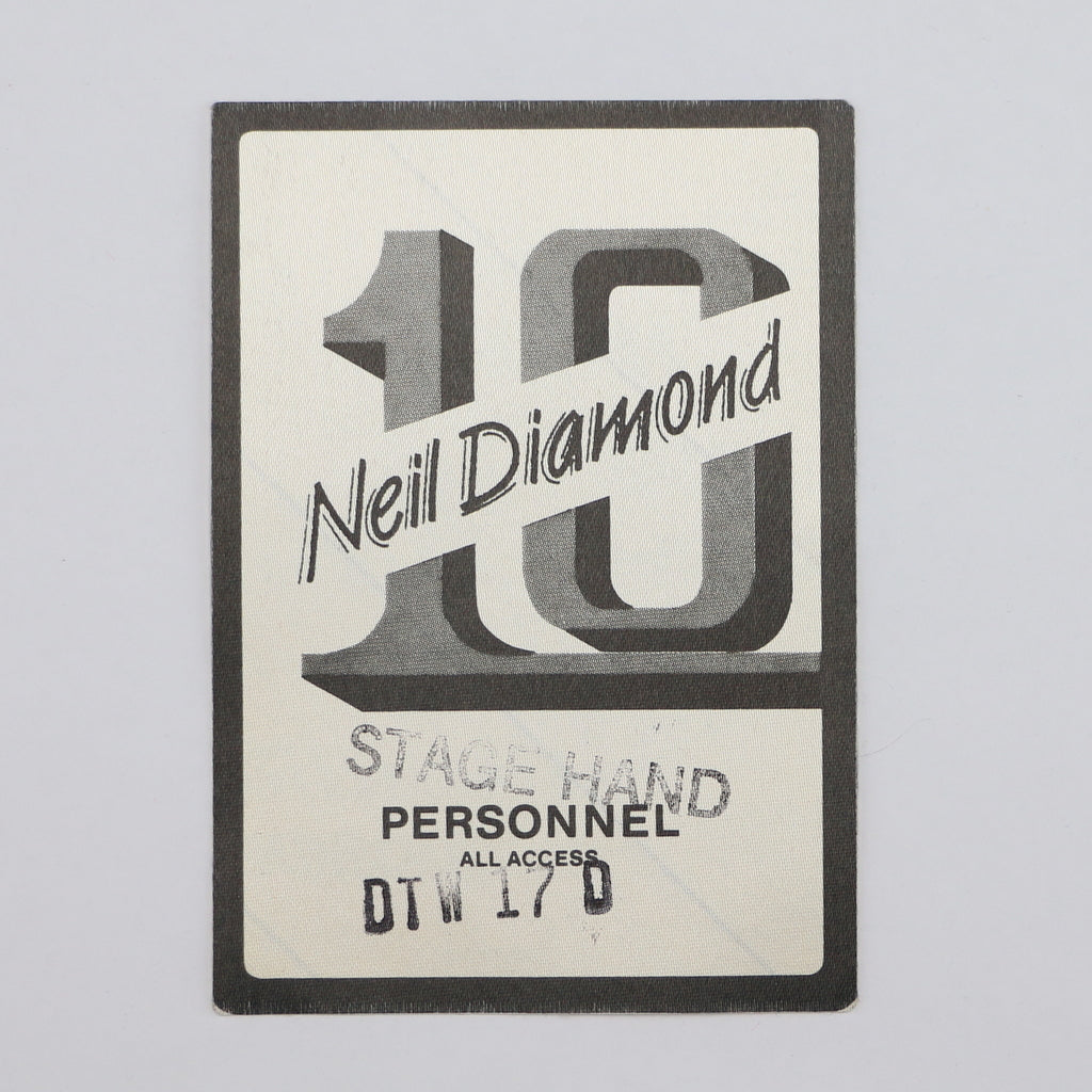 1982 Neil Diamond Tour Stage Hand Personnel and Backstage Pass