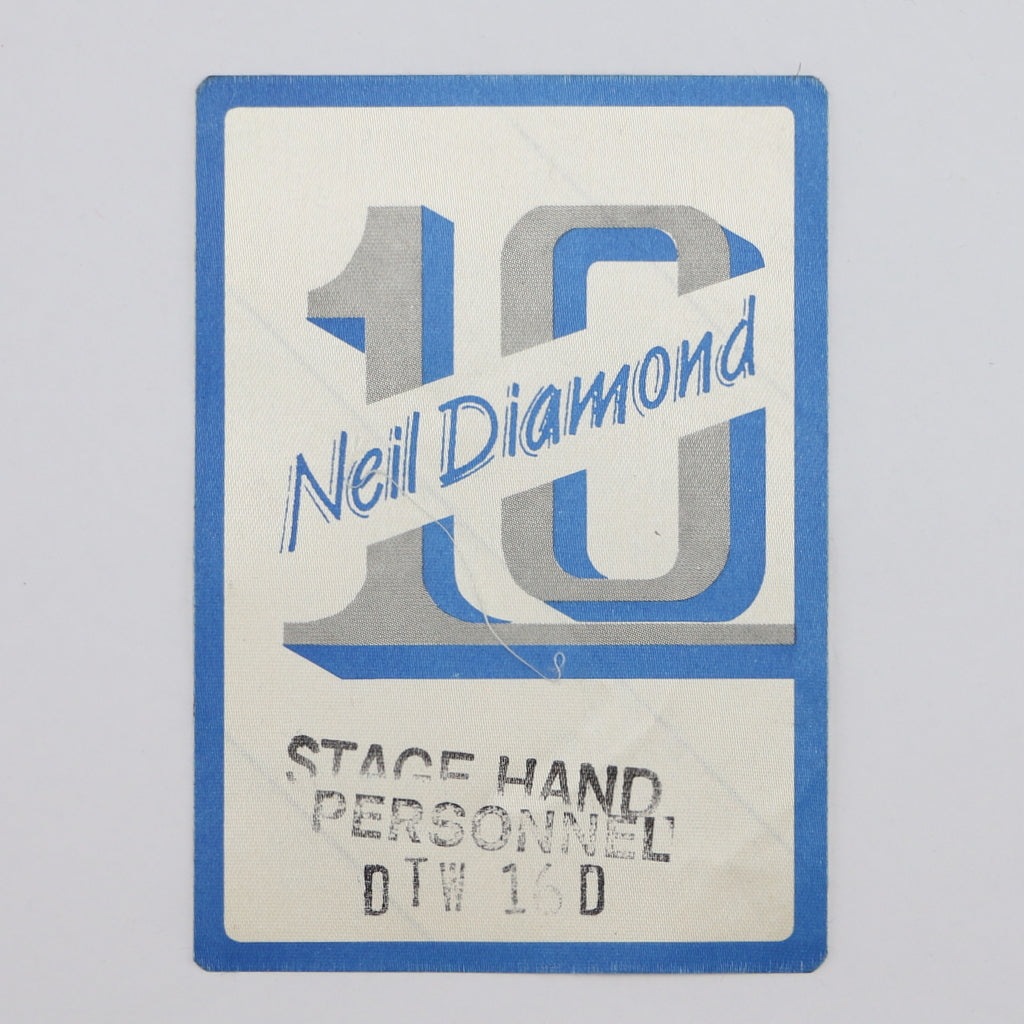 1982 Neil Diamond Tour Stage Hand Personnel and Backstage Pass